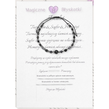 Bransoletka celebrytka czarny TURMALIN SZAFIR HEMATYT ochrona i optymizm